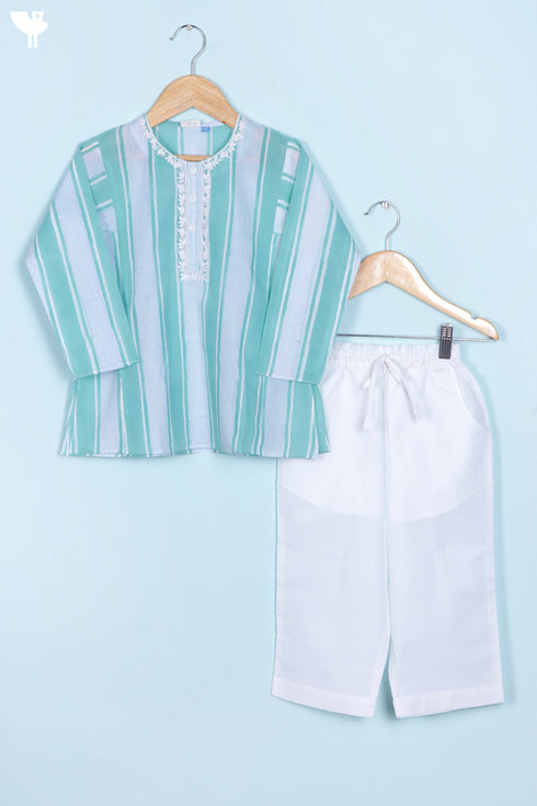 Cotton Boys Pajama Set With Embroidery